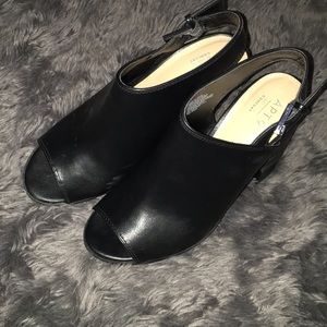 Black open toe heels